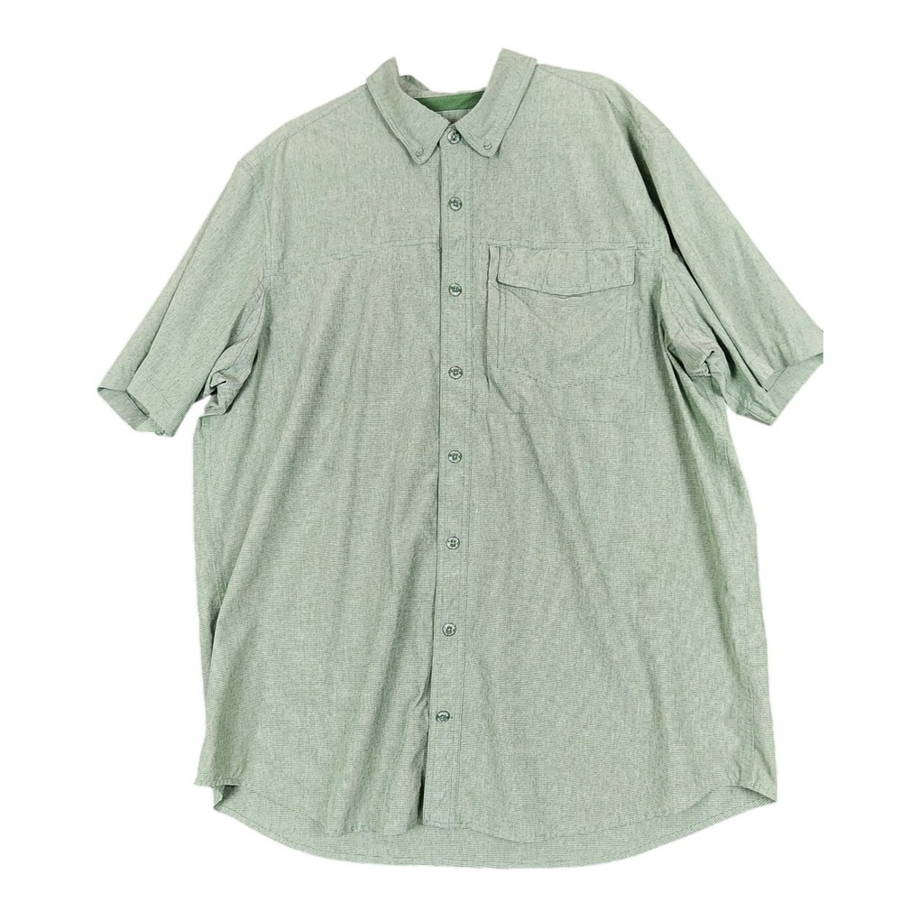 Duluth Trading Co. Mens 2XL Tall Green Short Sleeve Button‎ Down Shirt